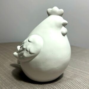 Ceramic White Chicken Sculpture 6.5” tall